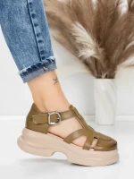 Sandale Dama din piele naturala 10668 KHAKI | ADVANCER