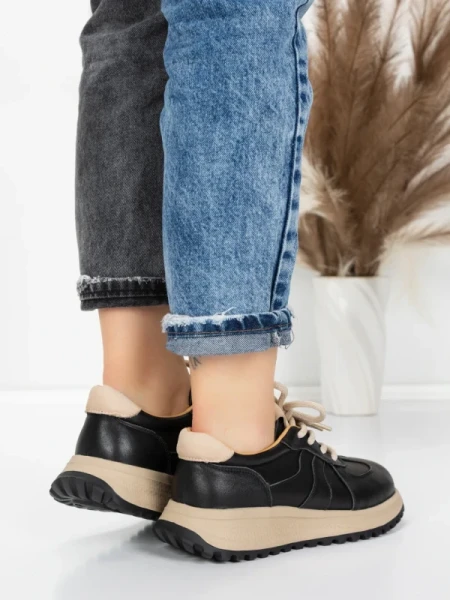 Pantofi Sport Dama din piele naturala 88253 BLACK | ADVANCER