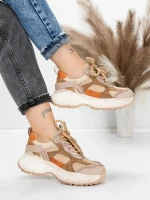 Pantofi Sport Dama din piele naturala HY3332 KHAKI-APRICOT | ADVANCER