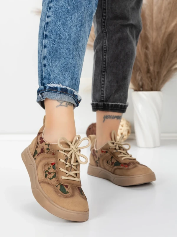 Pantofi Sport Dama din piele naturala 2536 KHAKI | FRANCO GERARDO