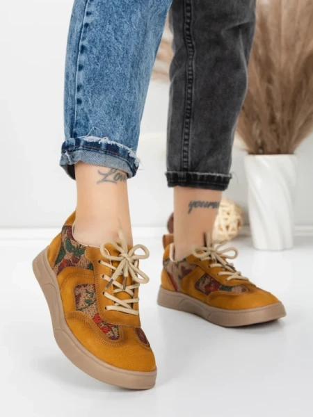 Pantofi Sport Dama din piele naturala 2536 YELLOW | FRANCO GERARDO