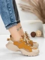 Pantofi Sport Dama din piele naturala 7110 YELLOW-CREAM | FRANCO GERARDO