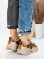 Pantofi Sport Dama din piele naturala 7110 COFFEE-CREAM | FRANCO GERARDO
