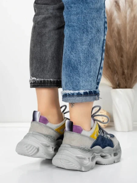 Pantofi Sport Dama din piele naturala HY6383 DARK BLUE-PURPLE | FRANCO GERARDO