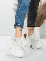 Pantofi Sport Dama cu Platforma 6166-88 WHITE | MEI
