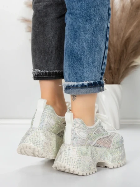 Pantofi Sport Dama cu Platforma 6968-1 WHITE | MEI