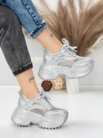 Pantofi Sport Dama cu Platforma 6968-1 SILVER | MEI