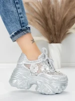 Pantofi Sport Dama cu Platforma 6166-87 SILVER | MEI