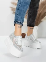 Pantofi Sport Dama cu Platforma 6208-36 SILVER | MEI