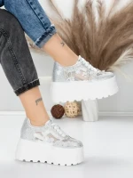 Pantofi Sport Dama cu Platforma 6208-36 SILVER | MEI