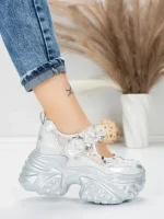 Pantofi Sport Dama cu Platforma 6166-105 SILVER | MEI