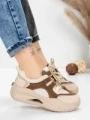 Pantofi Sport Dama din piele naturala 2577 CREAM-COFFEE | FRANCO GERARDO