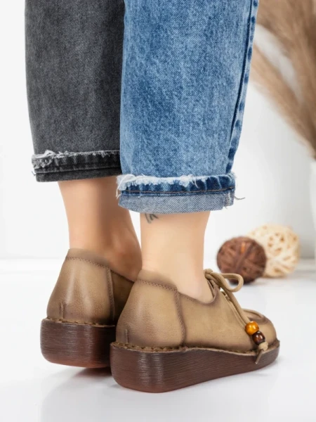 Pantofi Casual Dama din piele naturala 2553 APRICOT | FORMATIONE