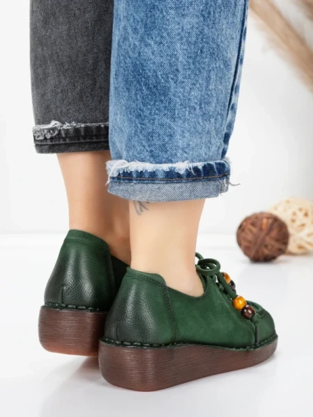 Pantofi Casual Dama din piele naturala 2553 GREEN | FORMATIONE