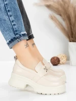 Pantofi Casual Dama din piele naturala 10828 CREAM | FORMATIONE