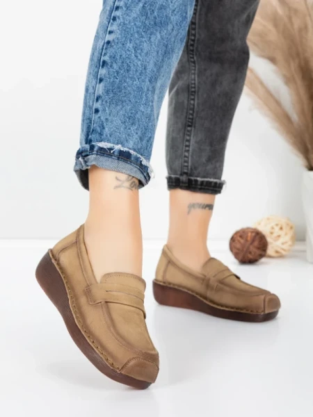 Pantofi Casual Dama din piele naturala 2557 APRICOT | FORMATIONE