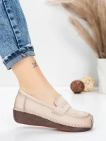 Pantofi Casual Dama din piele naturala 2557 CREAM | FORMATIONE