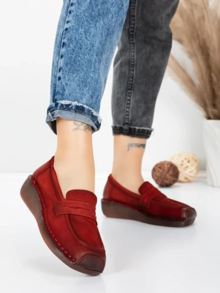 Pantofi Casual Dama din piele naturala 2557 RED | FORMATIONE