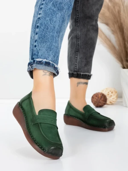 Pantofi Casual Dama din piele naturala 2557 GREEN | FORMATIONE