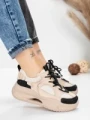 Pantofi Sport Dama din piele naturala 2576 CREAM-BLACK | ADVANCER