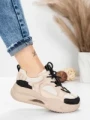 Pantofi Sport Dama din piele naturala 2576 CREAM-BLACK | ADVANCER