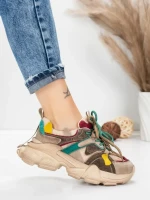 Pantofi Sport Dama din piele naturala HY5782 GREY-WINE | FRANCO GERARDO