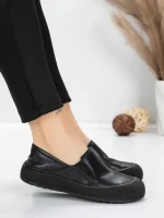 Pantofi Casual Dama din piele naturala 665 BLACK | ADVANCER