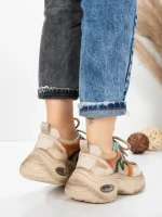 Pantofi Sport Dama din piele naturala HY2128 CREAM-GREEN | FRANCO GERARDO