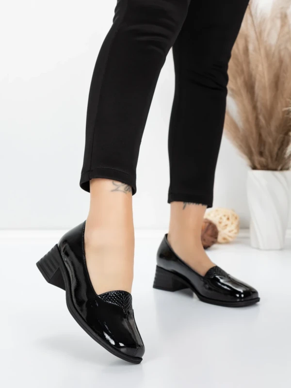 Pantofi cu toc din piele naturala 1355-10 BLACK | ADVANCER