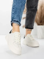 Pantofi Sport Dama din piele naturala FP26309 WHITE-BLACK | ADVANCER