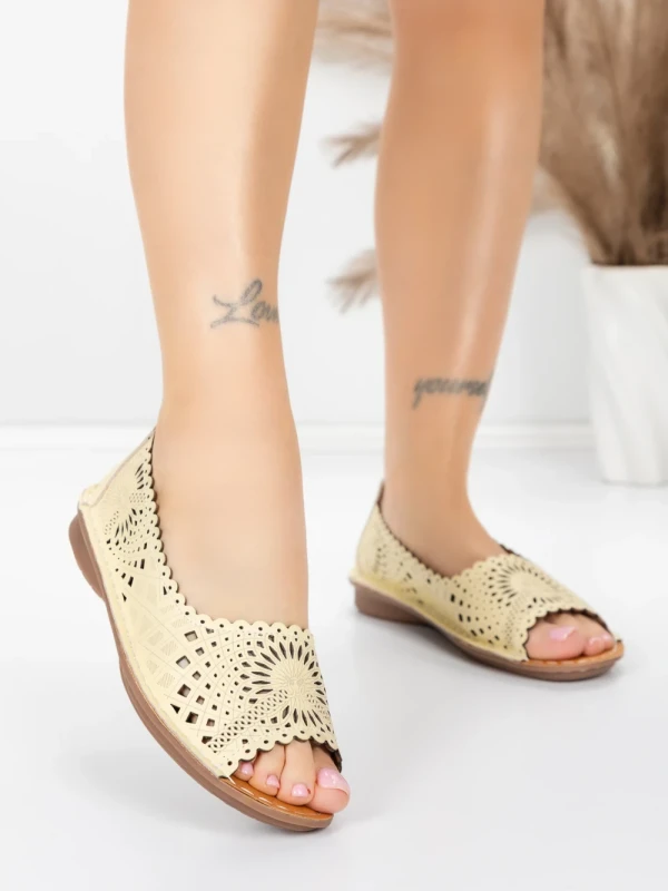 Balerini Dama din piele naturala 355-2 YELLOW | ADVANCER