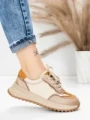 Pantofi Sport Dama din piele naturala 572305 CREAM-YELLOW | FRANCO GERARDO