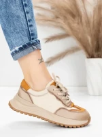 Pantofi Sport Dama din piele naturala 572305 CREAM-YELLOW | FRANCO GERARDO