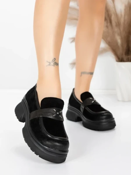 Pantofi Casual Dama din piele naturala 10827 BLACK | FORMAZIONE