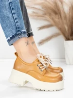 Pantofi Casual Dama din piele naturala 10829 YELLOW | FORMAZIONE