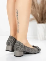 Pantofi cu toc din piele naturala 22163-90 GREY | ADVANCER