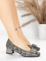 Pantofi cu toc din piele naturala 22163-90 GREY | ADVANCER