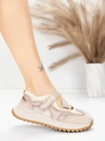 Pantofi Sport Dama din piele naturala KM3906 CREAM | ADVANCER