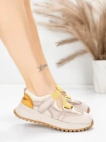 Pantofi Sport Dama din piele naturala KM3906 YELLOW | ADVANCER