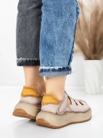 Pantofi Sport Dama din piele naturala KM8882 CREAM | ADVANCER