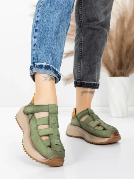Pantofi Sport Dama din piele naturala KM8882 GREEN | ADVANCER