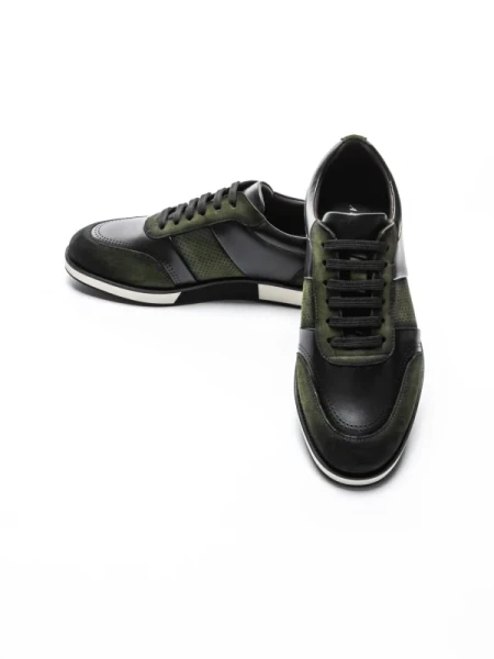 Pantofi Casual Barbati din piele naturala 528-77 GREEN-BLACK | ADVANCER