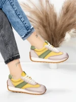 Pantofi Sport Dama din piele naturala KM9218 YELLOW-GREEN | ADVANCER