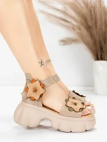 Sandale Dama din piele naturala 18651 APRICOT | ADVANCER