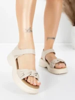 Sandale Dama din piele naturala 2562 CREAM | ADVANCER