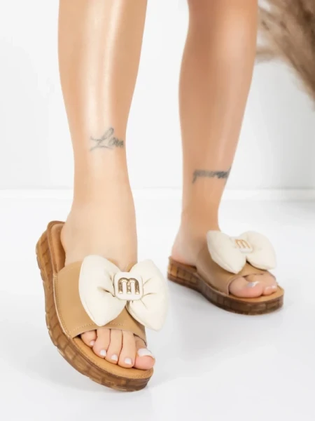 Papuci Dama din piele naturala 28118 YELLOW | ADVANCER