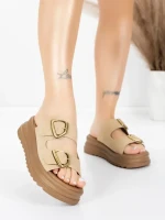 Papuci Dama din piele naturala P333-3 APRICOT | ADVANCER