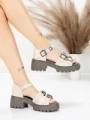 Sandale Dama din piele naturala 10672 CREAM | ADVANCER