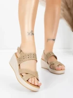 Sandale Dama din piele naturala 9573 KHAKI | ADVANCER