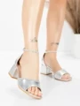 Sandale Dama cu Toc Gros 3GZ50 SILVER | MEI